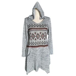 Vocal Vintage Y2K Women’s Asymmetric Embellished Knit Boho Indie Hoodie Sz Small